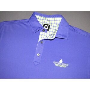 Men's FootJoy‎ Short Sleeved Purple Plaid Trim Stretch Polo Golf Shirt Medium